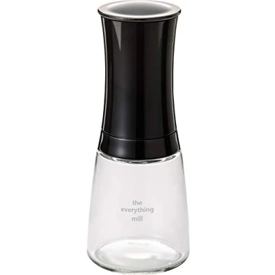 Imagen de Kyocera cm 20C BK, Molino para Hierbas y Especias, Molinillo de cerámica, Ajustable Grueso a Fino, Recipiente Vidrio, Negro, 6.3x6.3x15.8