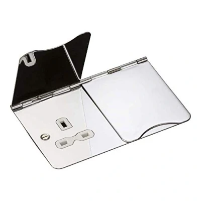 Imagen de Knightsbridge FPR9UPCW Enchufe de suelo sin interruptor, cromo pulido con inserto blanco, 13 A, 2G
