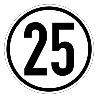 Imagen de Adhesivo de velocidad, 20 cm diámetro, 25 km/h
