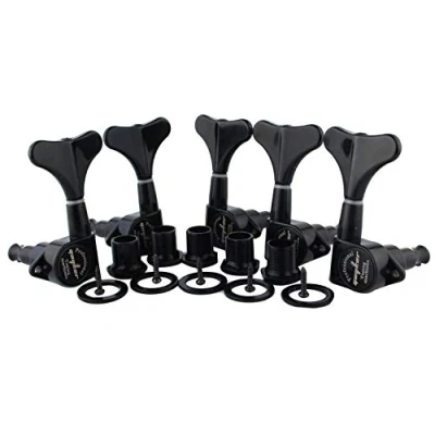 Imagen de Guyker Guitar Bass Tuners (3R + 2L) 1:17 Ratio Headstock Sealed Tuning Key Pegs Machine Head Replacement for Electric Jazz or Precision Instruments Black