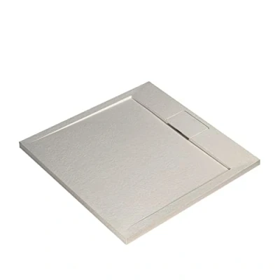 Imagen de Ideal Standard Ultra Flat S i.life, Plato de ducha cuadrado 80 x resina, desagüe con oculto, acabado mate efecto piedra, arena