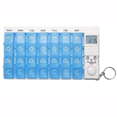 Imagen de Cisixin Temporizador Alarma Recordatorio de Medicación Píldora Organizador Pastillas, la Caja 7 días