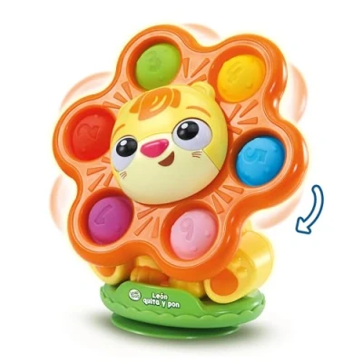 Imagen de VTech Leapfrog Juguete con Ventosa León Quita y pon, para la Trona, Exploración sensorial, Motricidad Fina, Botones Pop It de Silicona, Regalo bebés +6 Meses, Versión ESP