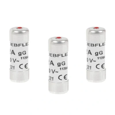Imagen de DEBFLEX Fusible 10A/230V Cerámico para Caja Eléctrica Con Indicador Luminoso Potencia de Corte 6000 Amperios Gris 8,5 x 23 mm Paquete 3