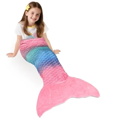 Imagen de Catalonia Manta de Sirena, Cola Sirena Mantas sofá Saco Dormir para Todas Las Estaciones Polar Hogar al Aire Libre, Regalos Ideales, 155 x 48 cm