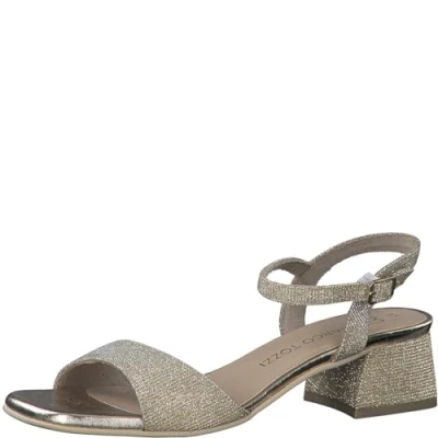 Imagen de MARCO TOZZI Sandalias de tacón para Mujer, Plantilla Feel Me, Forro Interior Suave, 2 28331 42, talón, Dorado, 37 EU