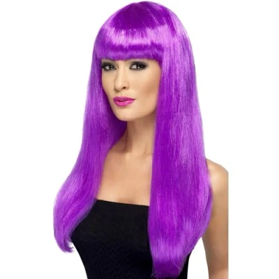 Imagen de Smiffys Peluca Babelicious, morado, larga, recta con flequillo