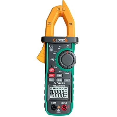 Imagen de C LOGIC 810 Pinza Amperimétrica Digital Profesional 6000 Cuentas NCV y Luz de Trabajo Tensión AC/DC 600V Corriente AC 600A Resistencia Capacitancia Frecuencia Temperatura Apertura 26mm. CAT III