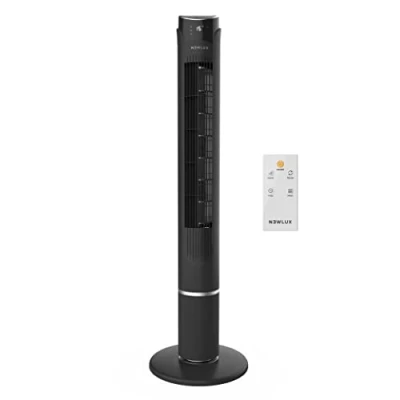 Imagen de Newlux Ventilador de Torre sin Aspas W130 (45W) con Altura 103,5cm, 3 Vel, Modos, Oscilación 70º, Temporizador 12h y Diseño Compacto. Pie Mando a Distancia (Negro)
