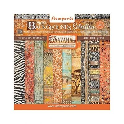 Imagen de Stamperia International Scrapbooking Pad Maxi Selección Fondo Savana, Papel, Multicolor, 30,5 x cm
