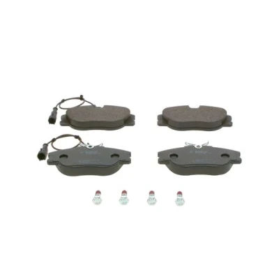 Imagen de BOSCH 0 986 460 942 Juego de pastillas freno Low Metallic con sensor desgaste incorporado Chapa antichirridos, tornillos accesorios
