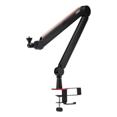 Imagen de JOBY Wavo Boom Arm, Brazo de Jirafa para Micrófono Profesional, Streamings y Podcasts, Silencioso, Soporte Vaso Auriculares, Abrazadera Mesa, Canaleta Oculta Manejo Cables, Negro