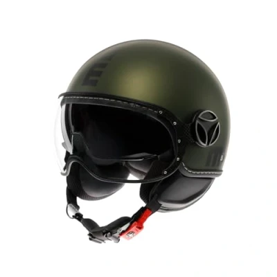 Imagen de MOMODESIGN FGTR EVO E2206, Casco Moto Jet con Doble Visera para Hombre y Mujer, Hombres Mujeres, Matt Green/Black, S