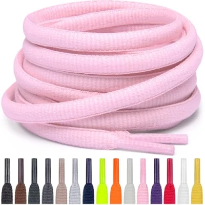 Imagen de Miscly Cordones Atléticos Ovalados Disponibles en Múltiples Longitudes y Colores (Rosa, 137 cm)
