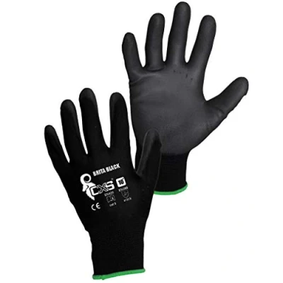 Imagen de CXS Brita Guantes de trabajo (12 unidades) Montaje antideslizantes sin costuras Muy Cómodos, para reparaciones, industria automovilística, Auto Service, Taller (10, Negro)