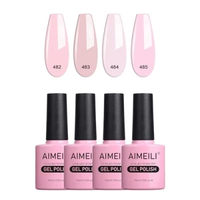 Imagen de AIMEILI Esmaltes Semipermanentes para uñas UV LED Permanente Semipermanente Soak Off Francesa Claro Nail Gel Set 4 X 10ml 27