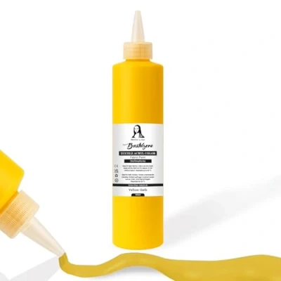 Imagen de SÜDOR Tinte para tela de 500 ml. Color textil resistente al lavado. camiseta tejidos claros. Lavable a máquina, Pintura textil, fijación mediante (amarillo)