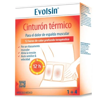 Imagen de Evolsin Cinturón térmico con parches de calor para dolores musculares espalda 12 horas terapéutico en profundidad relajar los músculos listo usar (2 aplicaciones)