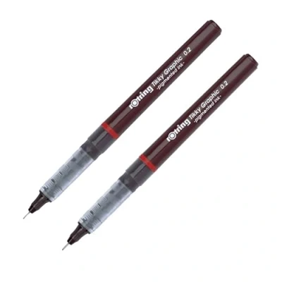 Imagen de rOtring Tikky Graphic Bolígrafo de punta fina 0,20 mm, 2 unidades, tinta negra