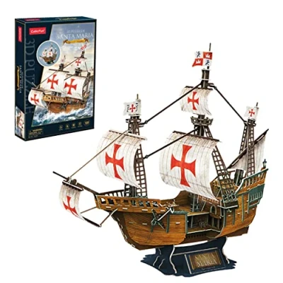 Imagen de Maqueta Barco Santa María 1492 Puzzle 3D Buque Armada Española Puzzles Barcos Maquetas para Construir Adultos Y Niños 130 Piezas 170 Min De Montaje