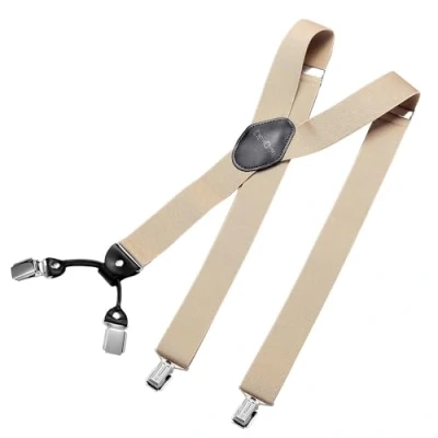 Imagen de DonDon tirantes hombre anchos 3,5 cm con 4 clips extra fuertes para pantalones Beige