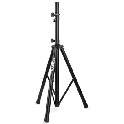 Imagen de Vonyx LS01 Soporte de Altavoz con Altura Ajustable hasta 180cm 5 Posiciones, Carga máxima 30 Kg, Pasador Bloqueo Seguridad, para Altavoces Agujero 35mm, Acabado en Color Negro Mate