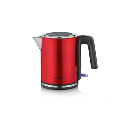 Imagen de SEVERIN Hervidor eléctrico 1 L, tetera con indicador de nivel agua, filtro antical, abertura tapa XXL, potente y compacto, 100% libre BPA, 2.400 W, rojo negro acero inoxidable, WK 3427