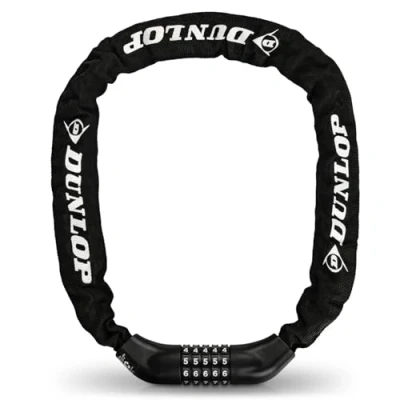 Imagen de Dunlop candado para bicicleta, con combinación de combinación, alta seguridad, 100cm, seguridad 6, 5 códigos número, cadena bicicleta E Bike Scooter ebike números