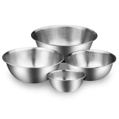Imagen de Dunkwckore Set de 4 Ensaladera, Bol Acero Inoxidable Tamaños 0.85L, 1.2L, 1.8L, 2.5L, Bowls Cocina Son Lavavajillas y Apilables, Ahorra Espacio, Esencial