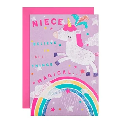 Imagen de Hallmark Tarjeta de cumpleaños para sobrina, diseño unicornio mágico
