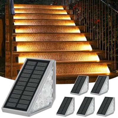 Imagen de Weinsamkeit Lámparas Solares para Exteriores con Sensor de Movimiento, Set 6 Luces Escaleras 1200mAh/3000K/IP65, Luz Solar Pasillos, Escaleras, Caminos