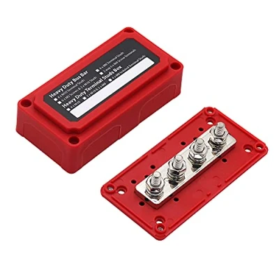 Imagen de Offgridtec BusBar Box Red 4 x M8 Perno de conexión con cubierta y tornillos fijación