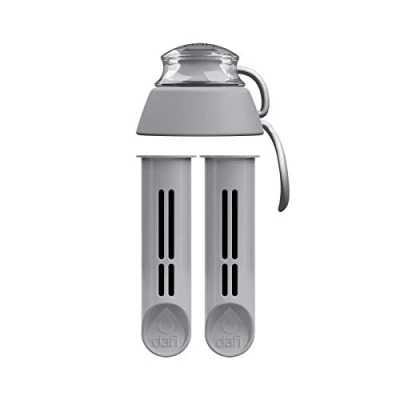 Imagen de DAFI 2 Filtros de Recambio + Tapón para Botella SOFT Deporte con Filtro Recambios Purificador, Filtrador Agua Grifo Cartuchos Sin BPA carbón Gris