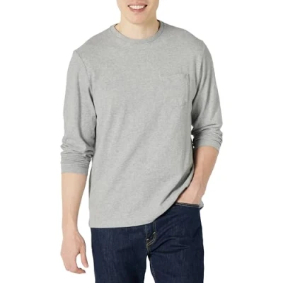 Imagen de Amazon Essentials Camiseta de Manga Larga Ajuste Normal Hombre, Gris Claro Mezcla, S