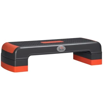Imagen de HOMCOM Step de Aeróbic Plataforma para Fitness Stepper Antideslizante con Altura Ajustable 10/15/20 cm Tabla Ejercicio en Casa Gimnasio Oficina Carga 150 kg 78x28x20 Gris y Rojo