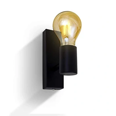 Imagen de B.K.Licht Aplique de pared negro para interior, Lámpara metall, requieren bombilla E27, max. 60 W, 230 V, índice protección IP20, industrial, retro, vintage, rústico, o incluso nórdico moderno