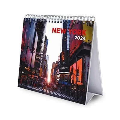 Imagen de Grupo Erik Calendario 2024 sobremesa Nueva York mesa con base resistente escritorio