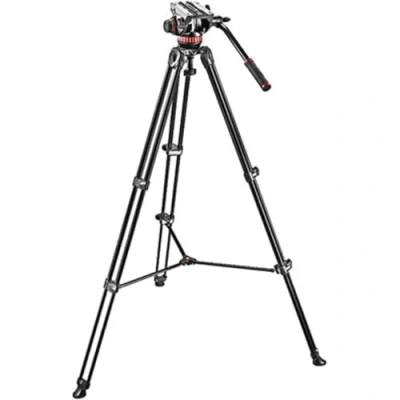 Imagen de Manfrotto MVK502AM 1, Professional Fluid Video System Aluminium Tripod with Telescope Twin Leg, 75mm Half Ball, for HDSLR cameras, Carrying Bag Included