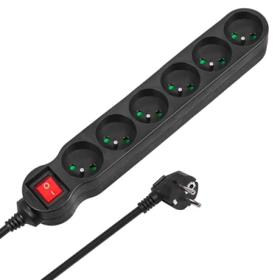 Imagen de Maclean MCE187 Regleta de 6 enchufes con Interruptor (3 m)