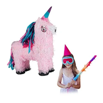 Imagen de Relaxdays Piñata Unicornio sin Relleno, Papel, Rosa, 54 x 40 13 cm, Color, 1 Item (10026370)