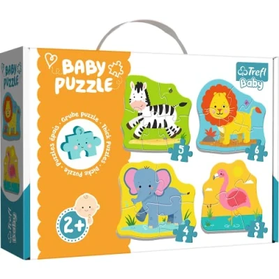 Imagen de Trefl Puzzle Animales en un safari de 3 a 6 Piezas, 4 Conjuntos, para niños partir 2 años,
