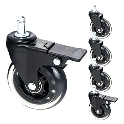 Imagen de HMF 6810 Ruedas para suelo duro con función de freno silla oficina, 5 unidades, 11 mm, negro