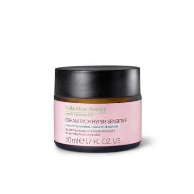 Imagen de Spilanthox therapy Cream Rich Hyper Sensitive crema facial piel sensible y seca spilanthol, ácido hialurónico aceite de aguacate cuidado antiedad cosmética natural vegana 50ml