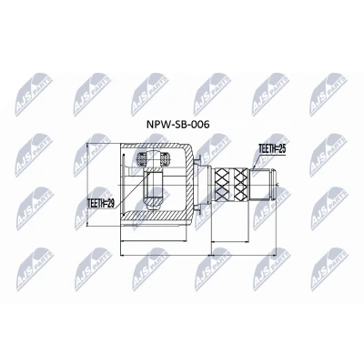 Imagen de NTY NPW SB 006 Junta Homocinética Eje delantero, lado de engranaje SUBARU: XV I, Impreza II Berlina, Legacy 4