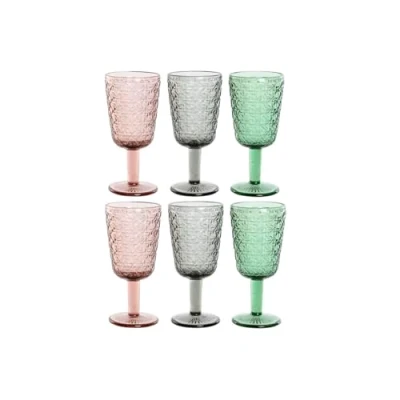 Imagen de Home ESPRIT Set de Copas Negro Rojo Verde Cristal 285 ml (6 Unidades)