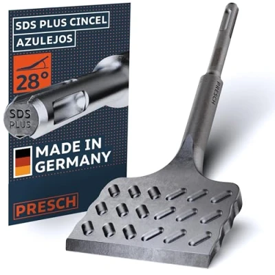 Imagen de Presch SDS plus Cincel azulejos Extra ancho (75 mm) Filo de corte extremadamente duradero Acodado para facilitar la extracción (longitud 165 Acero alto rendimiento