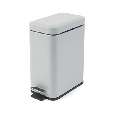 Imagen de Beldray, gris, Cubo de basura rectangular con pedal y tapa cierre suave, 5 litros, LA041173GRY