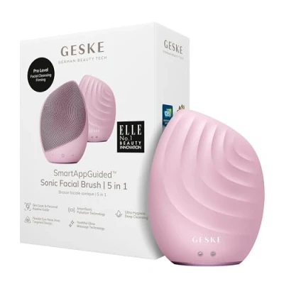 Imagen de GESKE Cepillo facial SmartAppGuided™ 5 en 1 de limpieza eléctrico silicona suave profesional Dispositivo masajeador