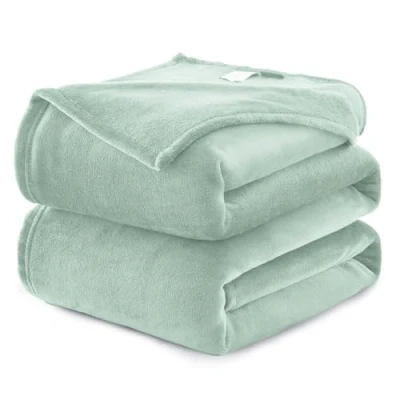 Imagen de WAVVE Manta Pequeña para Sofá, Franela 130x150 cm, de Microfibra, Suave, Cálida, Transpirable (Verde Salvia)