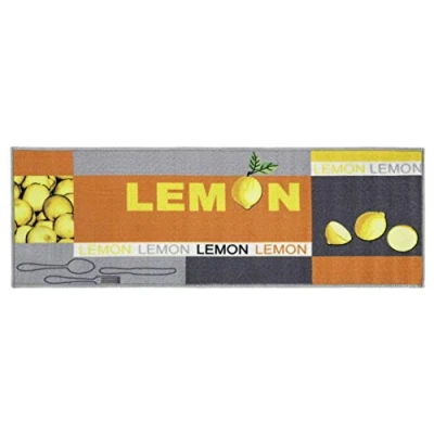 Imagen de Andiamo Camino de pelo corto Limón 100% poliamida cocina con dibujo limón, amarillo, 50 x 150 cm